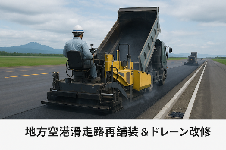 高架橋の建設現場とタワークレーン